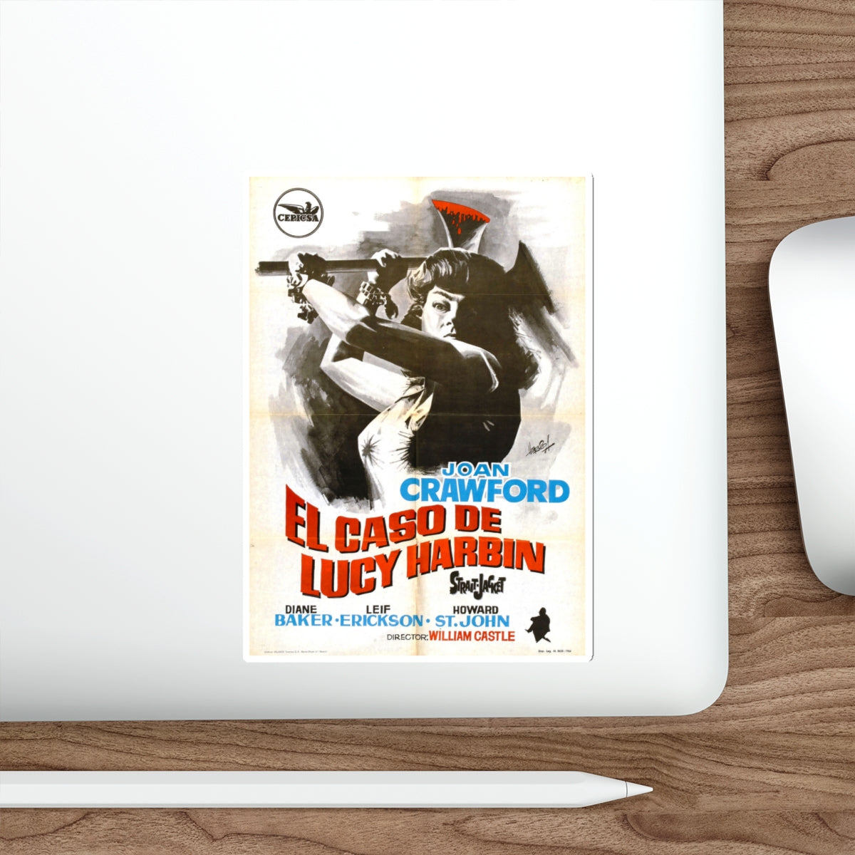 STRAIT-JACKET (SPANISH) 1964 Movie Poster STICKER Vinyl Die-Cut Decal-The Sticker Space