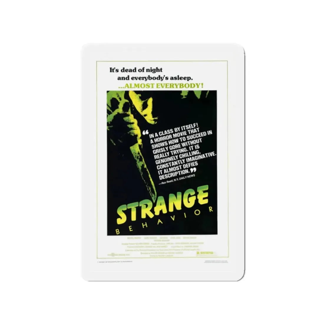 STRANGE BEHAVIOUR (DEAD KIDS) 1981 Movie Poster - Refrigerator Magnet 2 Inch Die-Cut - The Sticker Space