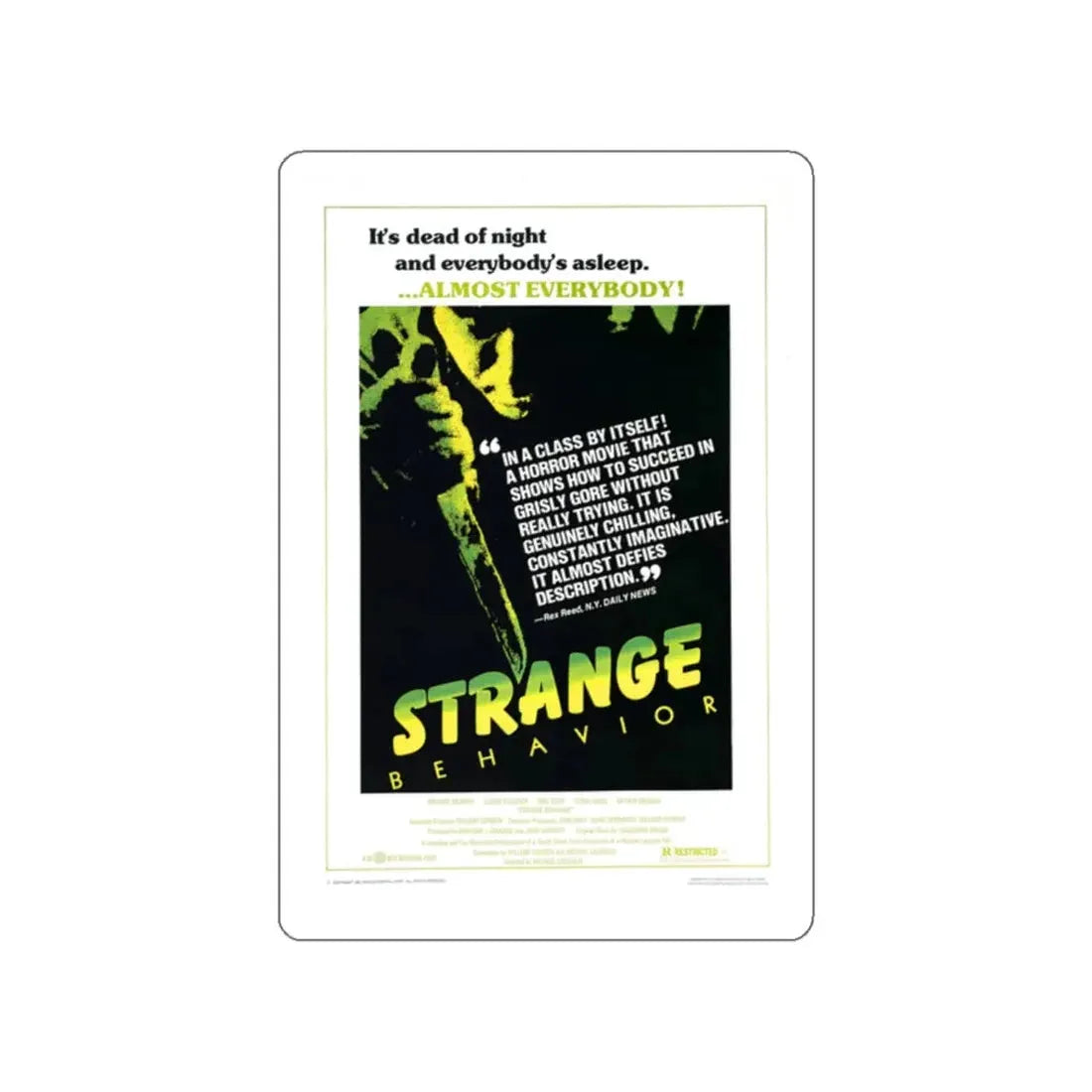 STRANGE BEHAVIOUR (DEAD KIDS) 1981 Movie Poster STICKER Vinyl Die-Cut Decal 2 Inch - The Sticker Space