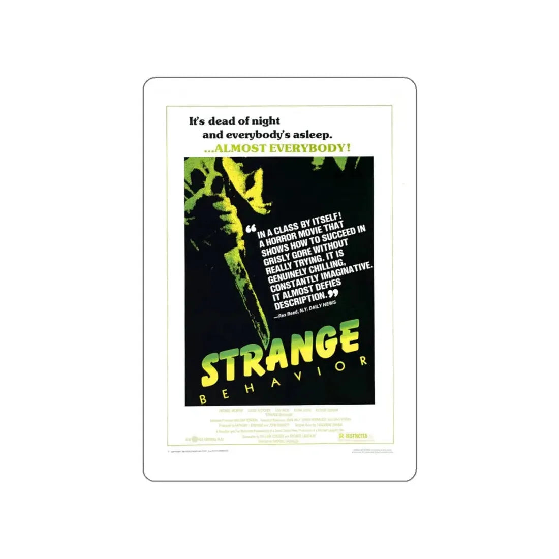 STRANGE BEHAVIOUR (DEAD KIDS) 1981 Movie Poster STICKER Vinyl Die-Cut Decal 4 Inch - The Sticker Space