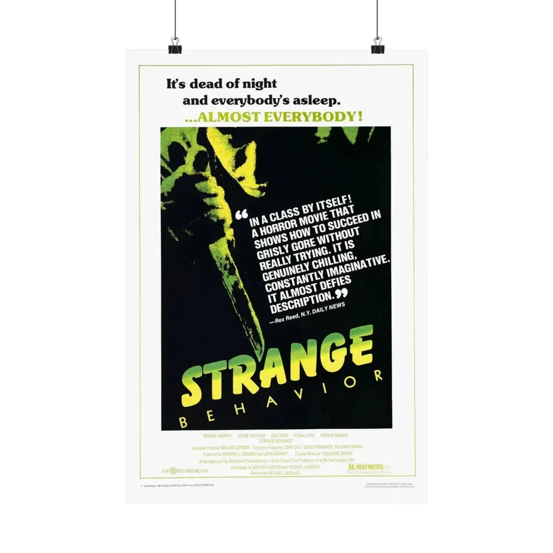 STRANGE BEHAVIOUR (DEAD KIDS) 1981 - Paper Movie Poster 16″ x 24″ Matte - The Sticker Space