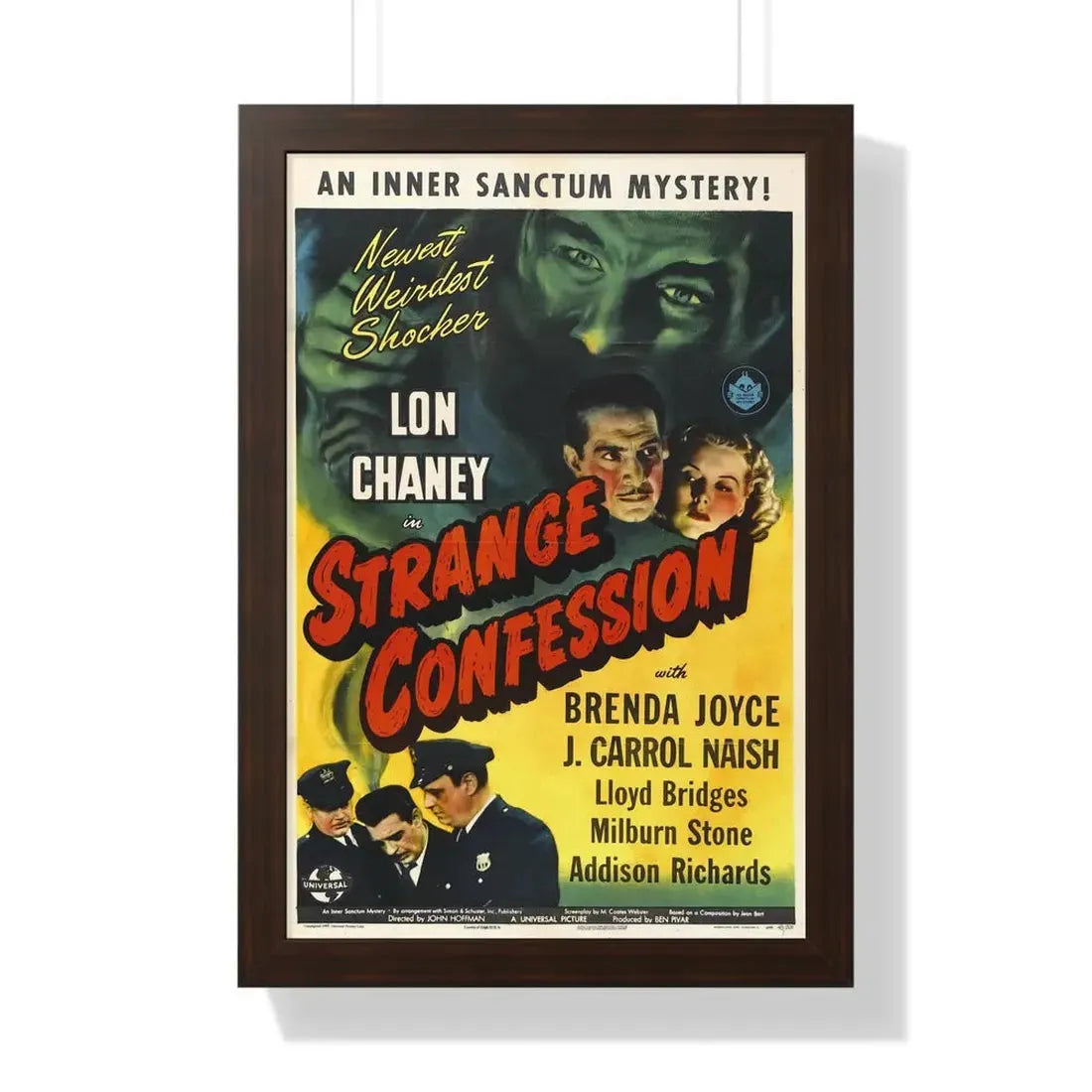 STRANGE CONFESSION 1945 - Framed Movie Poster 16″ x 24″ Walnut - The Sticker Space