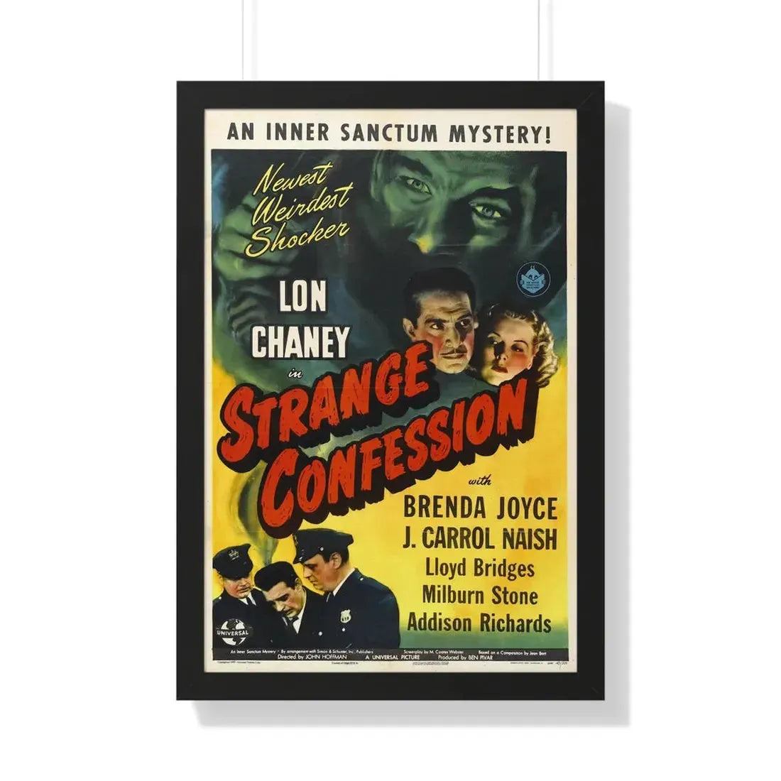 STRANGE CONFESSION 1945 - Framed Movie Poster 20" x 30" Black - The Sticker Space