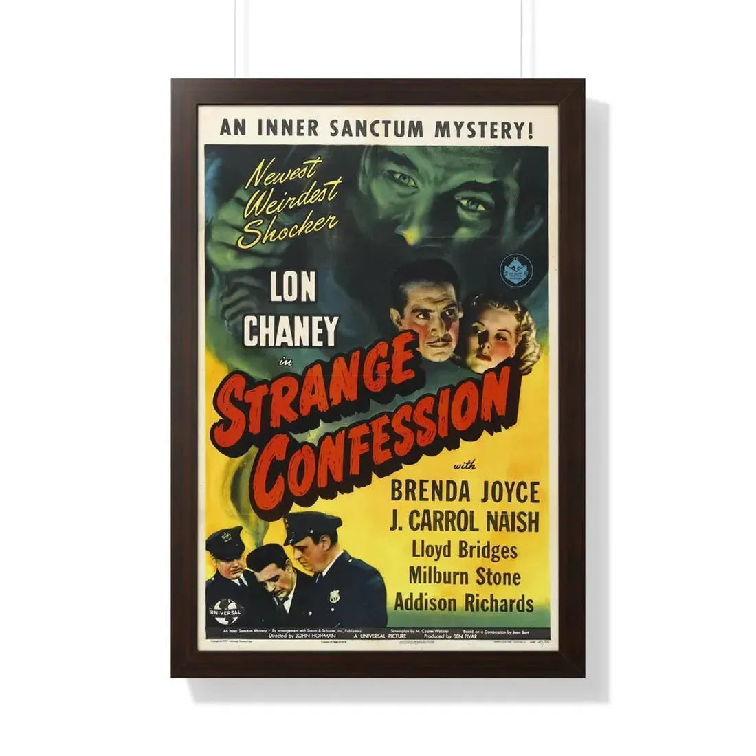 STRANGE CONFESSION 1945 - Framed Movie Poster 20" x 30" Walnut - The Sticker Space