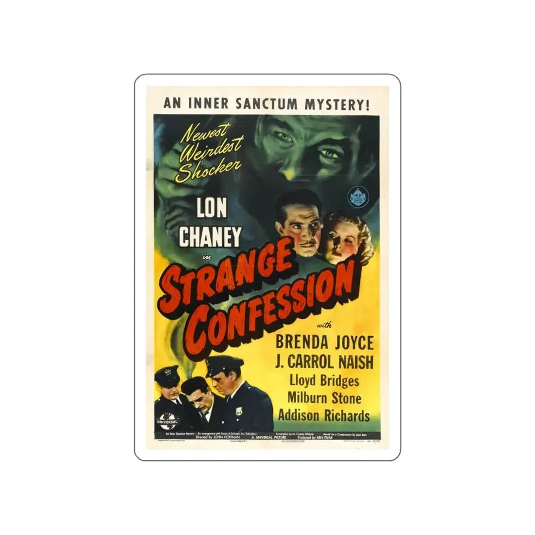 STRANGE CONFESSION 1945 Movie Poster STICKER Vinyl Die-Cut Decal 5 Inch - The Sticker Space