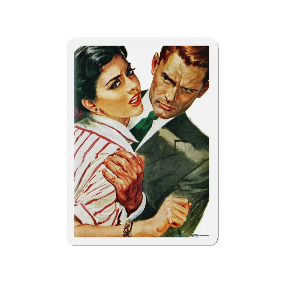 Strange Courtship, Redbook, October 1956 (Magazine Illustration) Refrigerator Magnet-2 Inch-The Sticker Space