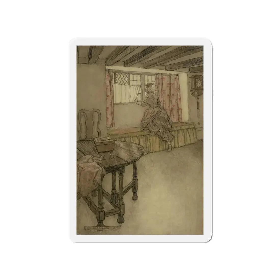 Strange Faces in the Window, Rip Van Winkle interior illustration, 1905 (Magazine Illustration) Refrigerator Magnet 3 Inch Die-Cut - The Sticker Space