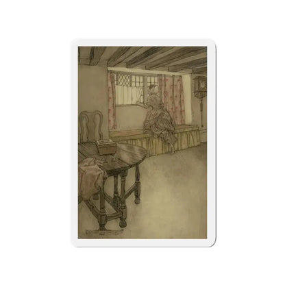 Strange Faces in the Window, Rip Van Winkle interior illustration, 1905 (Magazine Illustration) Refrigerator Magnet 3 Inch Die-Cut - The Sticker Space