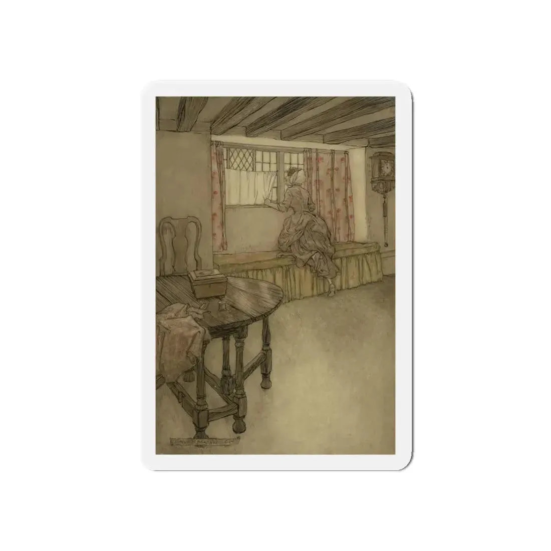 Strange Faces in the Window, Rip Van Winkle interior illustration, 1905 (Magazine Illustration) Refrigerator Magnet 5 Inch Die-Cut - The Sticker Space