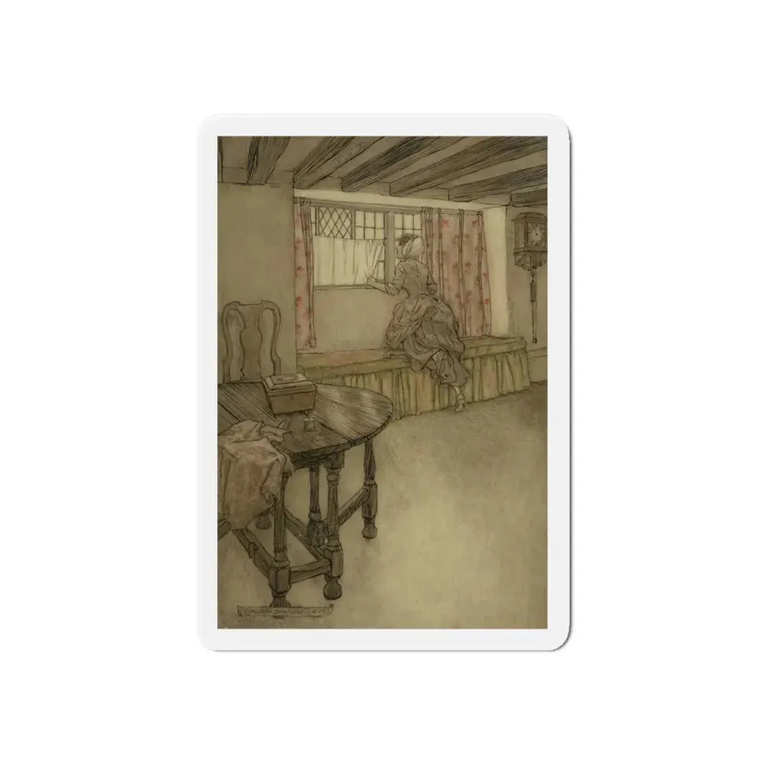 Strange Faces in the Window, Rip Van Winkle interior illustration, 1905 (Magazine Illustration) Refrigerator Magnet 6 Inch Die-Cut - The Sticker Space