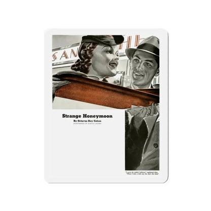 Strange Honeymoon, 1939 (Magazine Illustration) Refrigerator Magnet 2 Inch Die-Cut - The Sticker Space