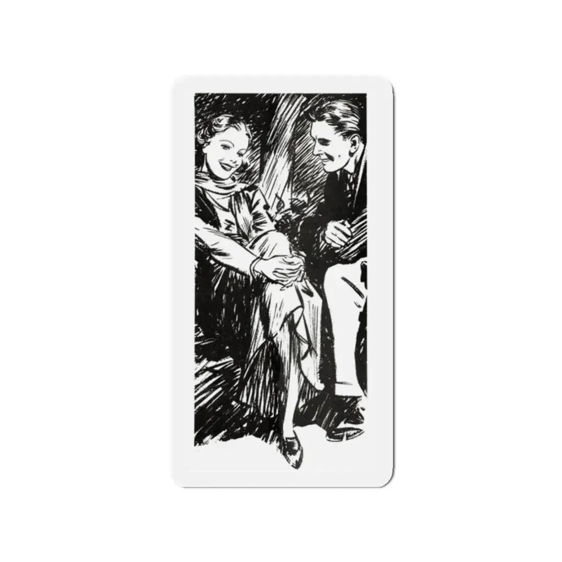 Strange Interlude, Popular Songs, August, 1936 (Magazine Illustration) Refrigerator Magnet 2 Inch Die-Cut - The Sticker Space