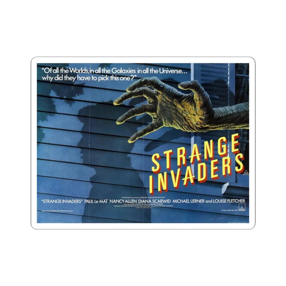STRANGE INVADERS 1983 Movie Poster - STICKER Vinyl Kiss-Cut Decal 3 Inch White - The Sticker Space
