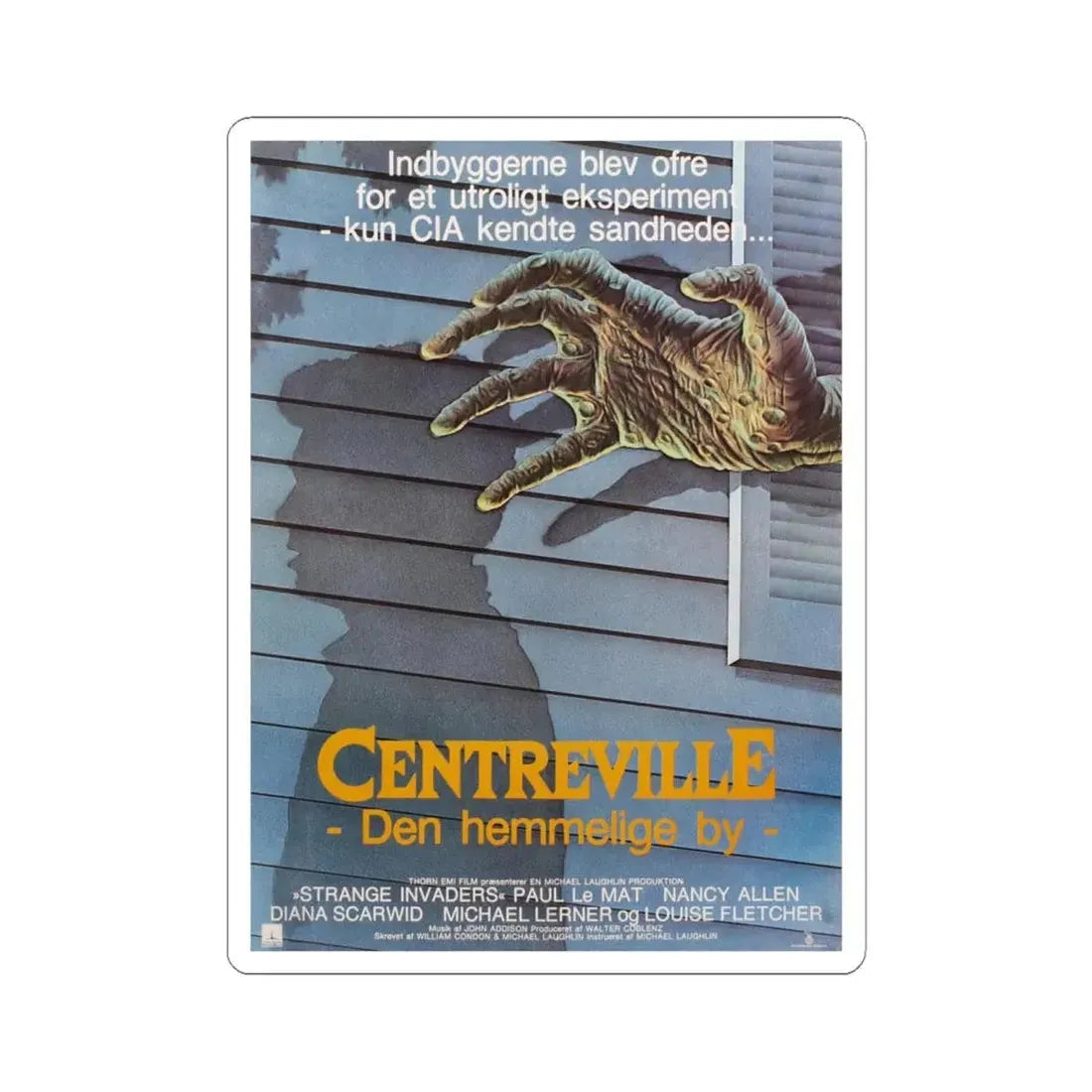 STRANGE INVADERS (DANISH) 1983 Movie Poster - STICKER Vinyl Kiss-Cut Decal 6 Inch White - The Sticker Space