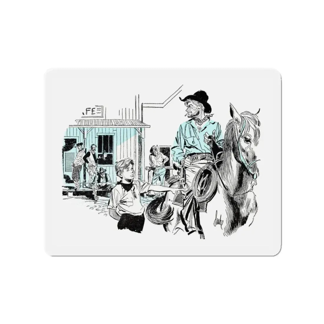 Stranger In Town, Bluebook Magazine, November 1953 (Magazine Illustration) Refrigerator Magnet 3 Inch Die-Cut - The Sticker Space