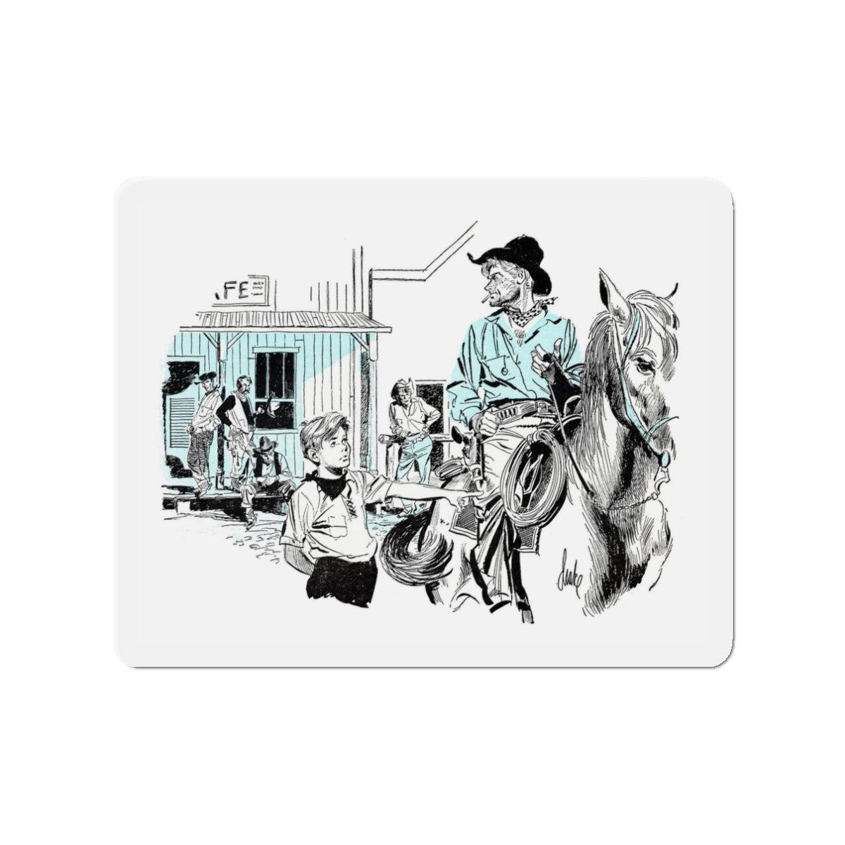 Stranger In Town, Bluebook Magazine, November 1953 (Magazine Illustration) Refrigerator Magnet-3 Inch-The Sticker Space