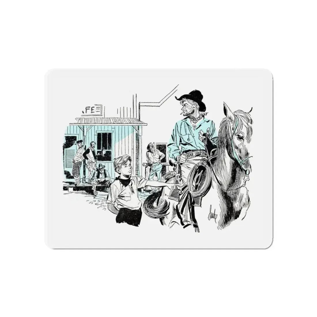 Stranger In Town, Bluebook Magazine, November 1953 (Magazine Illustration) Refrigerator Magnet 4 Inch Die-Cut - The Sticker Space