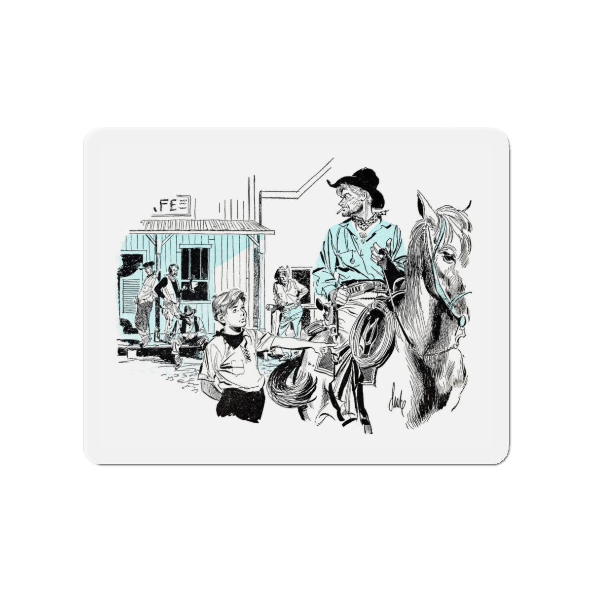 Stranger In Town, Bluebook Magazine, November 1953 (Magazine Illustration) Refrigerator Magnet-4 Inch-The Sticker Space