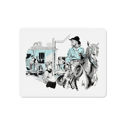 Stranger In Town, Bluebook Magazine, November 1953 (Magazine Illustration) Refrigerator Magnet-6 × 6"-The Sticker Space