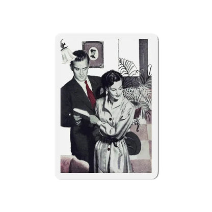 Stranger in Town, Chatelaine, October 1949 (Magazine Illustration) Refrigerator Magnet 4 Inch Die-Cut - The Sticker Space