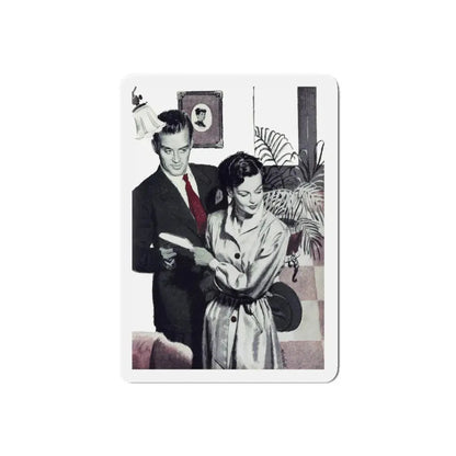 Stranger in Town, Chatelaine, October 1949 (Magazine Illustration) Refrigerator Magnet 5 Inch Die-Cut - The Sticker Space