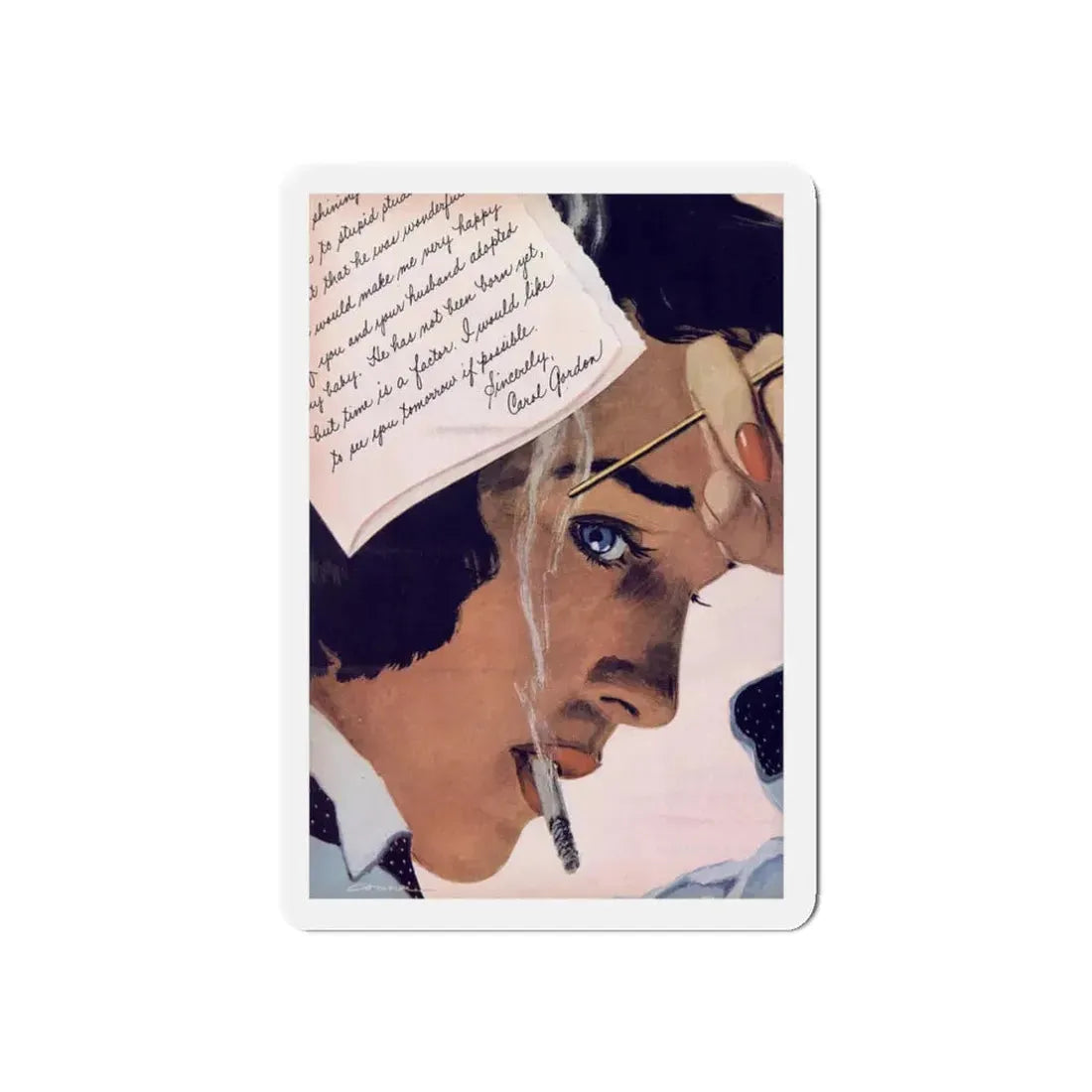 Stranger On The Way, Redbook, November 1951 (Magazine Illustration) Refrigerator Magnet 3 Inch Die-Cut - The Sticker Space