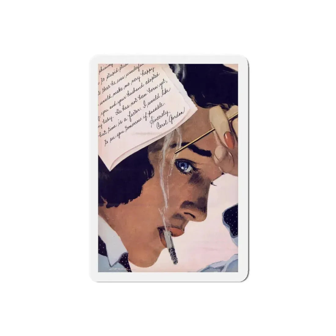 Stranger On The Way, Redbook, November 1951 (Magazine Illustration) Refrigerator Magnet 5 Inch Die-Cut - The Sticker Space