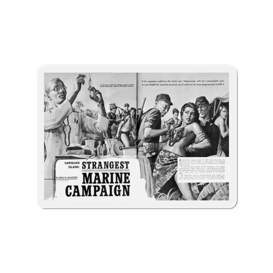 Strangest Marine Campaign, Action For Men, March 1965 (Magazine Illustration) Refrigerator Magnet 2 Inch Die-Cut - The Sticker Space