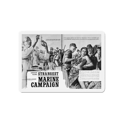 Strangest Marine Campaign, Action For Men, March 1965 (Magazine Illustration) Refrigerator Magnet 3 Inch Die-Cut - The Sticker Space