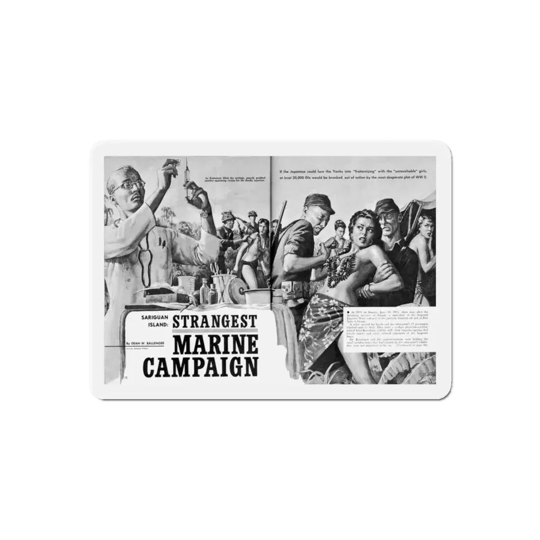 Strangest Marine Campaign, Action For Men, March 1965 (Magazine Illustration) Refrigerator Magnet 6 Inch Die-Cut - The Sticker Space