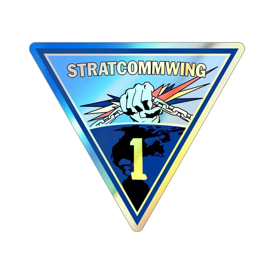 STRATCOMMWING 1 (U.S. Navy) Holographic STICKER Die-Cut Vinyl Decal 4 Inch Holographic - The Sticker Space