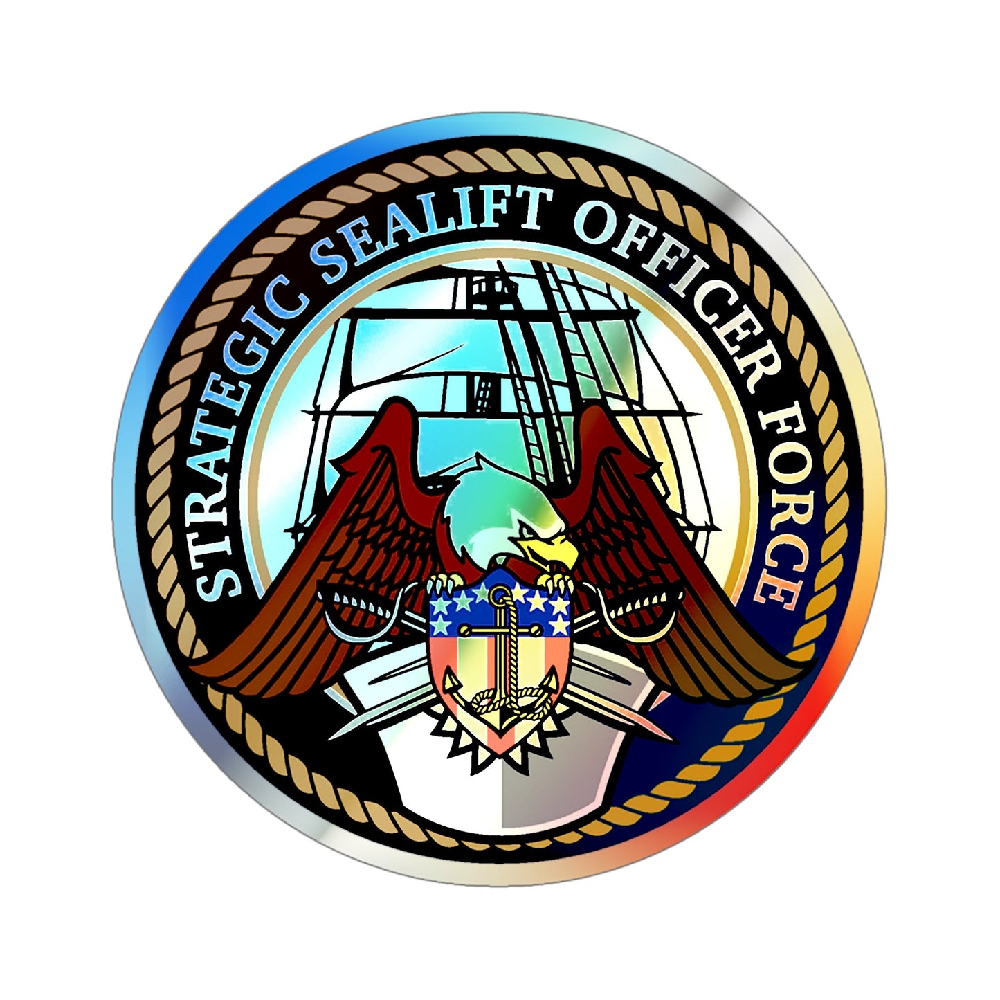 Strategic Sealift Officer Force (U.S. Navy) Holographic STICKER Die-Cut Vinyl Decal-5 Inch-The Sticker Space