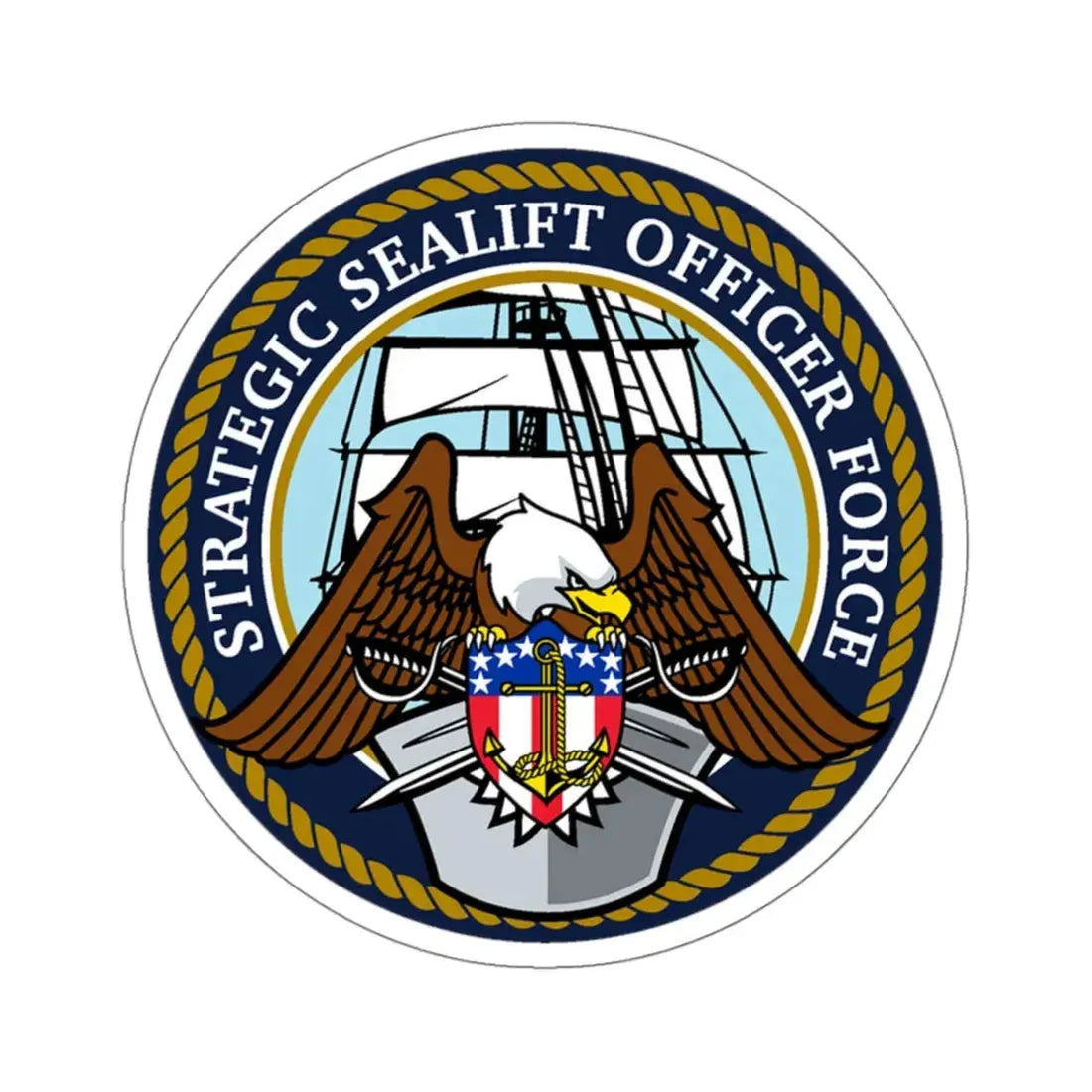 Strategic Sealift Officer Force (U.S. Navy) STICKER Vinyl Kiss-Cut Decal 4 Inch White - The Sticker Space
