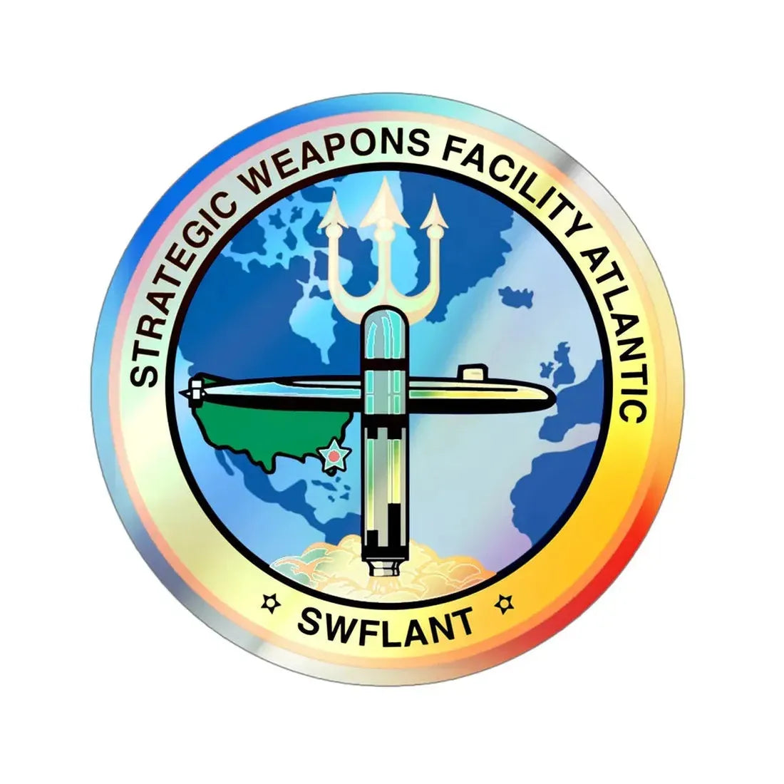 Strategic Weapons Facility Atlantic (U.S. Navy) Holographic STICKER Die-Cut Vinyl Decal 4 Inch Holographic - The Sticker Space