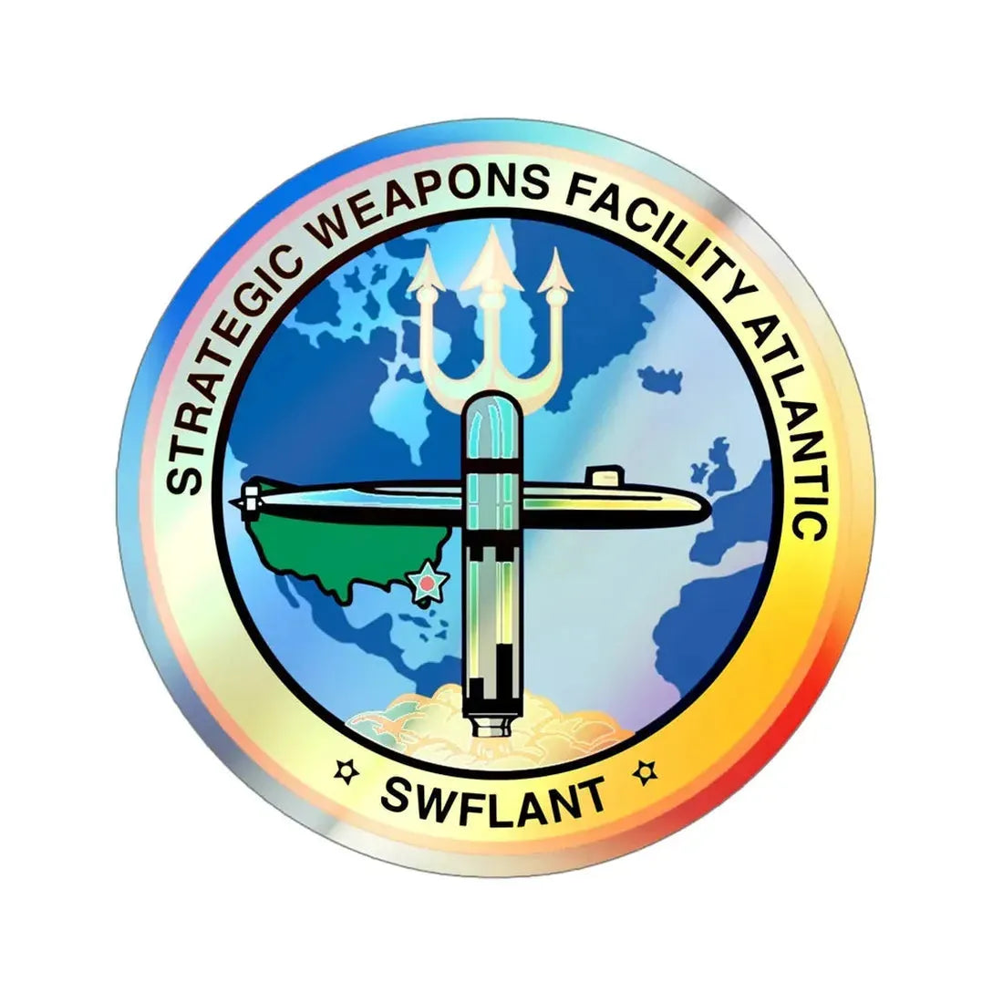 Strategic Weapons Facility Atlantic (U.S. Navy) Holographic STICKER Die-Cut Vinyl Decal 6 Inch Holographic - The Sticker Space