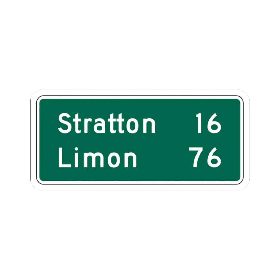 Stratton 16 Limon 16 MUTCD D2-2 (Colorado) (Road Sign) STICKER Vinyl Kiss-Cut Decal 2 Inch White - The Sticker Space