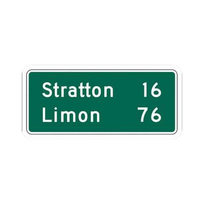 Stratton 16 Limon 16 MUTCD D2-2 (Colorado) (Road Sign) STICKER Vinyl Kiss-Cut Decal 2 Inch White - The Sticker Space