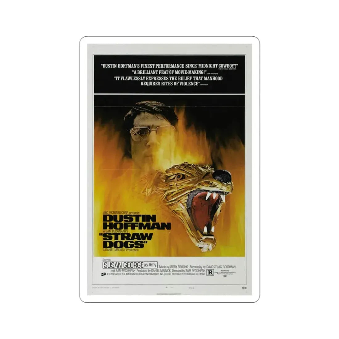 Straw Dogs 1971 Movie Poster STICKER Vinyl Die-Cut Decal 3 Inch - The Sticker Space