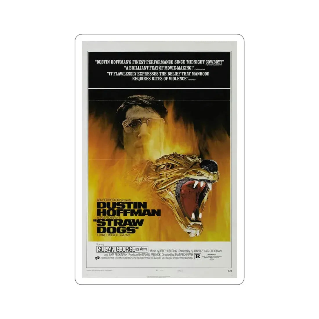 Straw Dogs 1971 Movie Poster STICKER Vinyl Die-Cut Decal 6 Inch - The Sticker Space