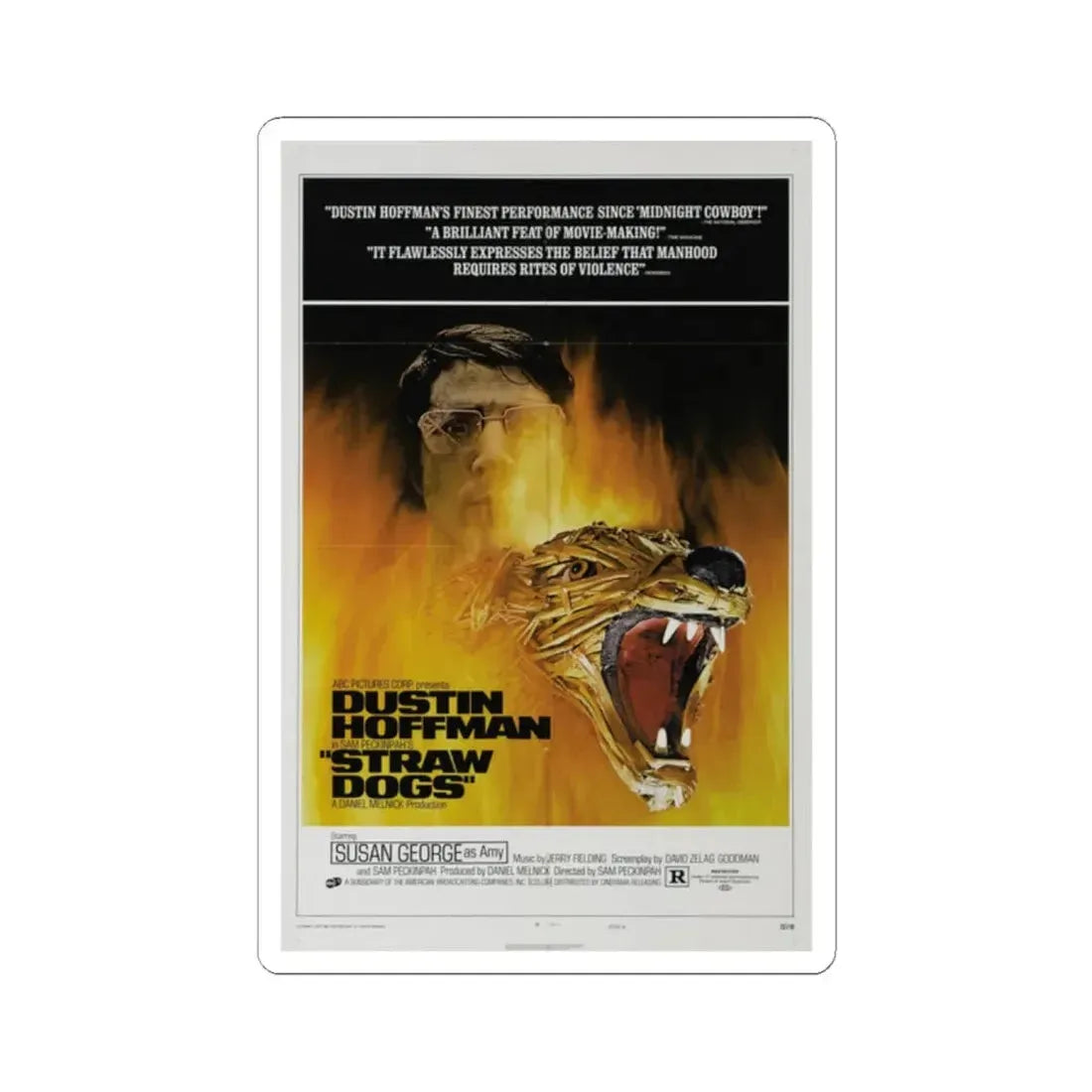 Straw Dogs 1971 Movie Poster - STICKER Vinyl Kiss-Cut Decal 2 Inch White - The Sticker Space