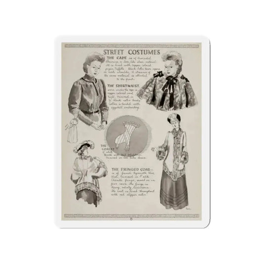Street Costumes, art - Ruth M. Kreps (Magazine Illustration) Refrigerator Magnet 2 Inch Die-Cut - The Sticker Space