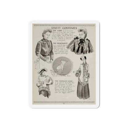 Street Costumes, art - Ruth M. Kreps (Magazine Illustration) Refrigerator Magnet 4 Inch Die-Cut - The Sticker Space