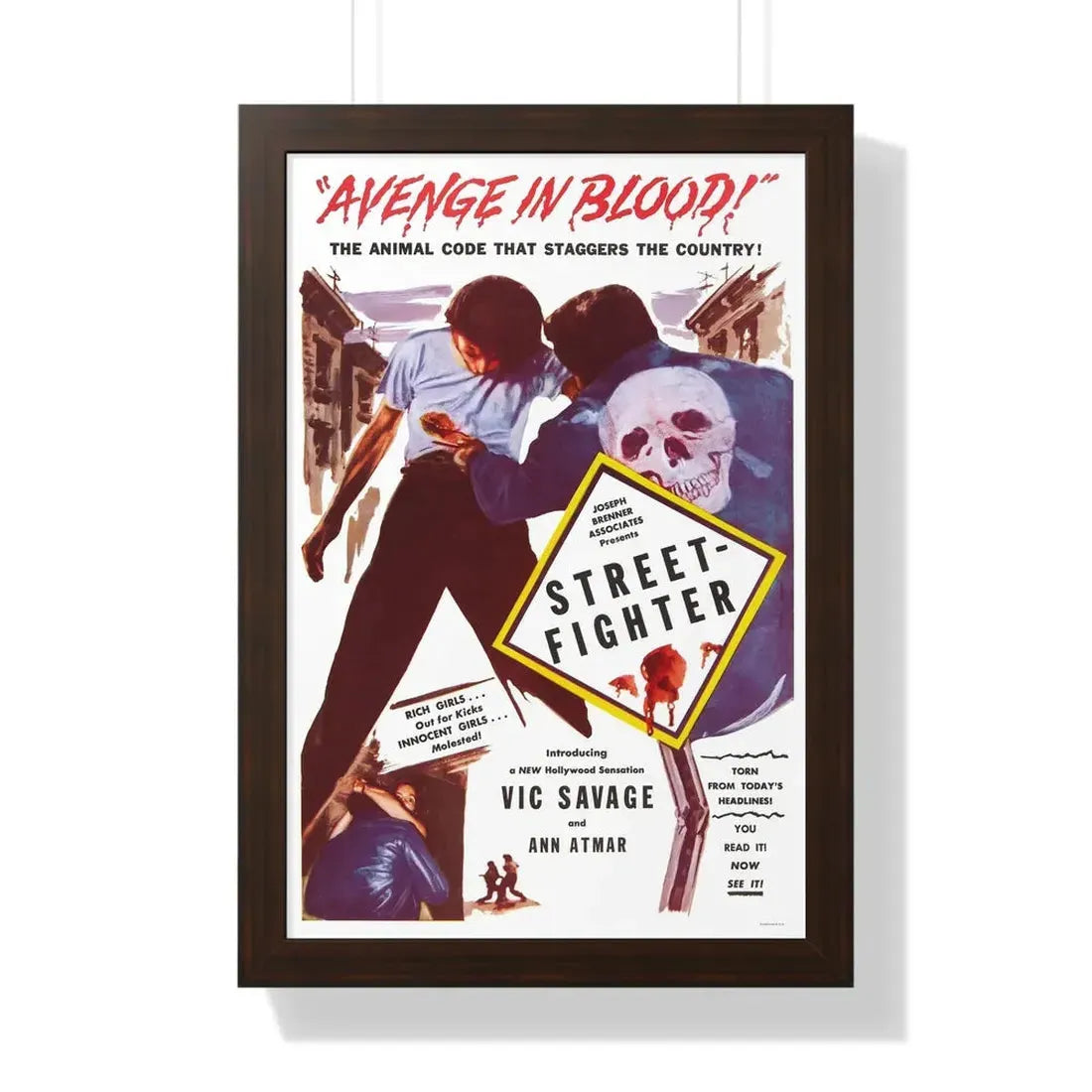 STREET FIGHTER 1959 - Framed Movie Poster 16″ x 24″ Walnut - The Sticker Space