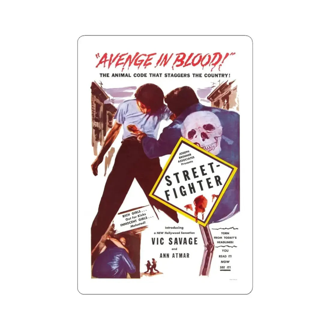 STREET FIGHTER 1959 Movie Poster - STICKER Vinyl Kiss-Cut Decal 4 Inch White - The Sticker Space