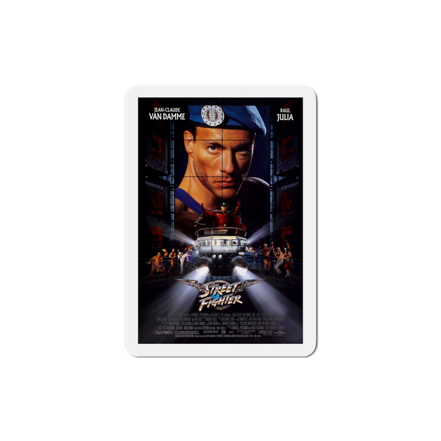 Street Fighter 1994 Movie Poster Die-Cut Magnet-4" x 4"-The Sticker Space