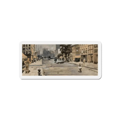 Street Scene (Magazine Illustration) Refrigerator Magnet 4 Inch Die-Cut - The Sticker Space