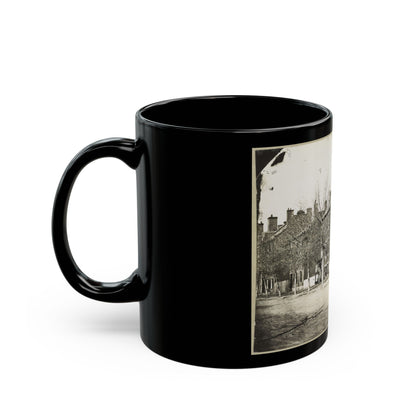 Street View Of A Row Of Houses (U.S. Civil War) Black Coffee Mug-The Sticker Space