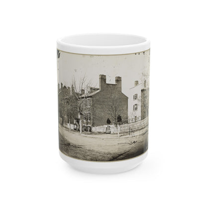 Street View Of A Row Of Houses (U.S. Civil War) White Coffee Mug-15oz-The Sticker Space