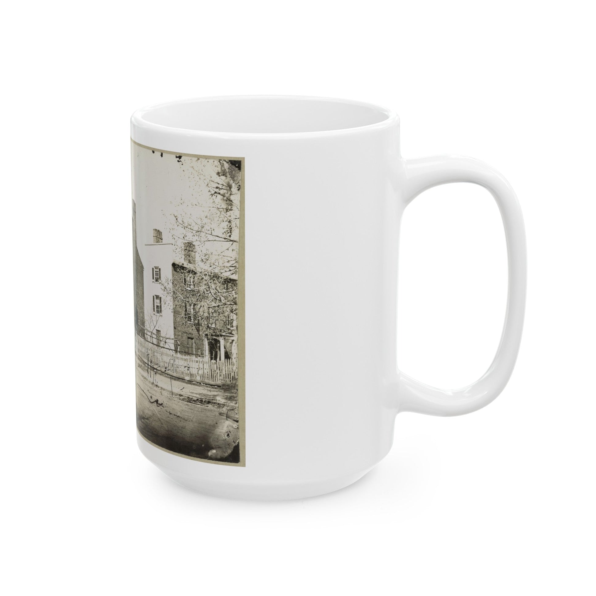 Street View Of A Row Of Houses (U.S. Civil War) White Coffee Mug-The Sticker Space