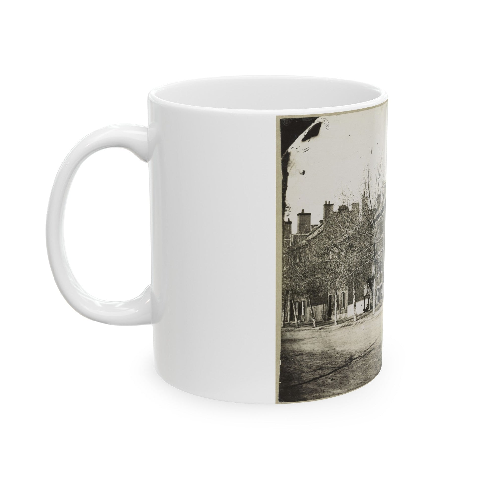 Street View Of A Row Of Houses (U.S. Civil War) White Coffee Mug-The Sticker Space